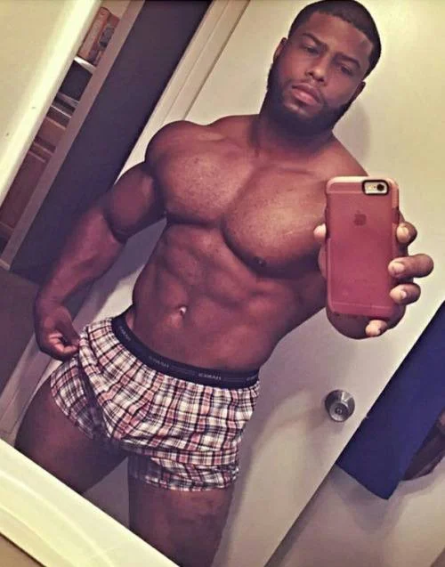 Black Guy in Boxers Selfie