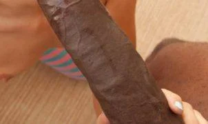 Mandingo and his 14 inch black monster cock being worshipped by a total white slut on her knees.